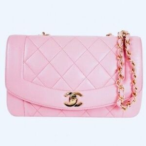 Chanel classic flap Diana small pink leather shoulder handbag bag lambskin